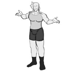 1boy black_eyes candid compression_shirt gay grey_hair grey_skin hair_tuft i_need_him looking_at_viewer male mid_res muscular muscular_male oc original original_character partially_clothed pecs roblox roblox_avatar robloxian self_upload sfw sfw_version socks socks_only solo solo_male strong_male sweat sweating swirlfish swirlfish_(artist) tank_top teeth underwear undressing wife_beater