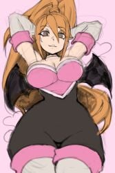 1girls ass blonde_hair female hand_on_breast hand_on_hip hips long_hair looking_at_viewer looking_down metroid nintendo rouge_the_bat_(cosplay) saiykik samus_aran sweater thick_ass thick_thighs thighs white_skin wip work_in_progress zero_suit_samus