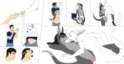 2016 anthro anthro_on_anthro areola artist_name ass biped black_hair black_markings black_nose blue_inner_ear bodily_fluids breast_growth breasts closed_eyes clothing clothing_aside colored comic countershade_face countershade_fur countershade_neck countershade_torso countershading dax_(dax1) dipstick_tail duo erection female female_anthro forefox front_view fur fur_growth furry gender_transformation genital_fluids genitals genitals_shrinking gloves_(marking) grey_body grey_countershading grey_fur growth hair heart_symbol high-angle_view hug hugging_another hugging_from_behind human jewelry leg_markings looking_at_another looking_at_hands looking_back looking_back_at_another lying lying_on_ground male male/female male_anthro male_human mammal markings mtf_transformation navel necklace nipples nude on_back on_ground one_leg_up penetration penile penile_penetration penis penis_in_pussy penis_shrinking pussy raised_leg rear_view sequence sex side_view simple_background snout snout_growth socks_(marking) standing tail tail_growth tail_markings teeth text theeldertrinity three-quarter_view tongue tongue_out transformation transformation_sequence transformative_necklace undressing vaginal_penetration white_background white_body white_eyes white_fur