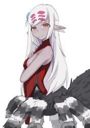 arachne arachnid arachnid_humanoid arachnid_taur blush blushing_at_viewer blushing_female busujimabibi china_dress chinese_clothes crossed_arms drider fangs fangs_out flashing flashing_breasts grey_body grey_skin indie_virtual_youtuber indie_vtuber long_hair looking_at_viewer multi_eye pointed_ears pointy_ears qipao sleeveless sleeveless_dress small_breasts smiling smiling_at_viewer spider spider_girl spider_humanoid spider_taur ssrfex tarantula tarantula_girl tarantula_taur virtual_youtuber vtuber vtuberfanart white_hair wiggling_ears