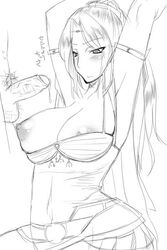 bondage breasts final_fantasy final_fantasy_iv huge_breasts large_breasts long_hair monochrome nipples penis rosa_farrell sketch skirt uncensored utamaro