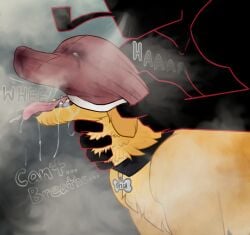 anthro asphyxiation bird_dog bodily_fluids body_worship canid canine canis chokehold clothing codename:_kids_next_door collar domestic_dog dominant dominant_humanoid dominant_male drooling drooling_tongue duo father_(codename:_kids_next_door) forced forced_sniffing golden_retriever goobus_art hand_on_throat hi_res humanoid humanoid_on_anthro hunting_dog male male/male male_anthro male_humanoid mammal musk musk_clouds musk_sniffing musk_worship musky_underwear open_mouth questionable_consent retriever saliva saliva_string smoke smoke_from_mouth sniffing sniffing_clothes submissive submissive_anthro submissive_male text tongue trans_(lore) trans_man_(lore) underwear underwear_on_face underwear_on_head underwear_sniffing