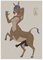 absurd_res animal_genitalia animal_penis anthro areola armpit armpit_hair asinus balls blue_hair bodily_fluids body_hair breasts brown_body brown_eyes brown_fur collar colored_nails digital_media_(artwork) donkey dripping equid equine equine_genitalia equine_penis erection female fur futanari genital_fluids genitals hair herm hi_res hooves intersex intersex/female lewos lewos_mae long_ears long_hair looking_at_viewer mammal nails nipples nude open_mouth penis precum precum_drip raised_arm raised_tail signature simple_background solo tail taur tongue tongue_out