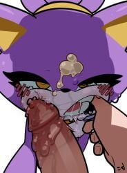 ahegao blaze_the_cat blush breasts catgirl cum_on_face face facial female golden_eyes looking_at_viewer open_mouth pov sir_percival_(sonic_and_the_black_knight) small_breasts sonic_(series) thumb_in_mouth