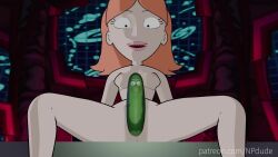 2d 3d 3d_animation jessica_(rick_and_morty) masturbation meme on_the_table pickle pickle_rick pussy red_hair rick_and_morty sitting solo solo_female tagme thighs vaginal_penetration vegetable vegetable_dildo vegetable_in_pussy video