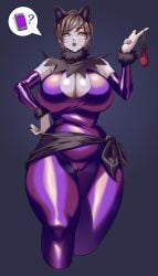 1girls big_breasts body_paint bodypaint bodysuit breasts breasts_bigger_than_head breathing brown_hair cat_ears cat_headband female galactic_art halloween headband large_breasts latex_suit looking_at_viewer makeup partially_visible_vulva purple_bodysuit pussy shiny_clothes solo solo_female steam steaming_body thick_thighs thighhighs thighs tight_clothing ultraman_(franchise) ultraman_tiga underview voluptuous voluptuous_female wide_hips yanase_rena yellow_eyes