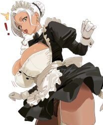 1girls big_breasts borrowed_character cleavage enmaided female hintobento huge_breasts maid maid_headdress maid_outfit maid_uniform mature_female milf original original_character sabrina_(aestheticc-meme) solo solo_female suprised suprised_look thick thick_lips thick_thighs thighs viewed_from_below white_hair yellow_eyes
