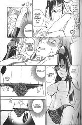 1boy 1girls bisexual bondage breasts comic english_text eromanga femdom glasses hard_translated high_heels highres jpeg_artifacts large_breasts malesub manga medical monochrome niiba_kiyoharu nipples no_nose panties panty_pull pink_sniper pussy pussy_juice right_to_left sakurai_haruna scan shoes straight translated underwear yonekura_kengo