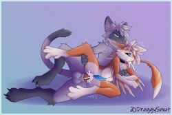 anthro avali blue_border bodily_fluids border cum cum_in_ass cum_inside cum_through domestic_cat draggy_(draggysmut) draggyavali duo felid feline felis genital_fluids hi_res inflation inflation male male/male mammal