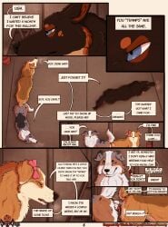 angry animal_genitalia animal_penis animal_pussy ass_to_ass australian_shepherd barrel bird's-eye_view blush blush_lines bodily_fluids breath canid canine canine_genitalia canine_penis canine_pussy canis close-up comic dialogue domestic_dog dust english_text female feral feral_on_feral feral_penetrated genital_fluids genitals german_shepherd group herding_dog hi_res high-angle_view knot knotting ladder light male male/female mammal mey_(parooty) musk musk_clouds parooty pastoral_dog penetration penis pussy rocky_(parooty) roy_(parooty) sheepdog side_view storage_room talking_feral text trio venting walking_away