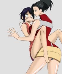 black_hair boku_no_hero_academia denki_kaminari dominant dominant_female hero hero_outfit_(mha) jiro_kyoka jirou_kyouka kyoka_jiro kyouka_jirou lesbian lesbian_rape lesbian_sex molestation momo_yaoyorozu my_hero_academia ograniczony purple_hair sex sexy slave slavegirl tomboy two_girls yaoyorozu_momo yuri