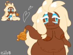 2025 bbw belly_overhang big_areola big_areolas big_belly big_thighs cookie_(cookie_run) cookie_run cookie_run_kingdom devsisters female fiddlefingers69 heart_symbol mozzarella_cookie obese_female overweight overweight_female self_upload simple_background stretch_marks thicc
