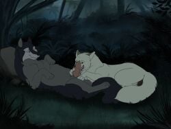 4:3 alexander_(junglebook) amarixa animal_genitalia animal_penis balls canid canine canine_genitalia canine_penis canis dogpussy drawing duo fellatio female feral genitals hi_res junglebook knot licking male male/female mammal oral penile penis pussy sex tail tongue vermillion wolf
