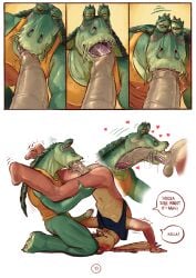 absurd_res alien ass balls banana_da_boi bodily_fluids bottomless clothed clothing comic deep_throat duo english_text erection fellatio foreskin foreskin_play genital_fluids genitals gungan hi_res jar_jar_binks looking_pleasured male male/male male_only male_penetrated male_penetrating male_penetrating_male oral oral_penetration partially_clothed penetration penile penis precum saliva sex simple_background star_wars text tongue tongue_out tongue_play topwear upside-down upside_down_fellatio yaoi