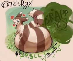 2025 3_toes ambiguous_feral ambiguous_gender ambiguous_pred belly belly_on_ground belly_squish big_belly big_tail black_text bloated blush bodily_noises brown_belly brown_body brown_ears brown_fur brown_markings brown_paws brown_tail calling_for_help cheek_markings cloud_emanata countershade_fur countershade_neck countershading digestion digestion_noises digital_media_(artwork) digital_painting_(artwork) dipstick_ears dripping_heart ear_markings emanata english_description english_text eyes_mostly_closed facial_markings fart fart_cloud fart_fetish feet feral feral_pred fluffy fluffy_tail full-length_portrait fully_inside fur furret generation_2_pokemon glorsh gloves_(marking) green_fart_cloud green_heart green_text head_markings heart_reaction heart_symbol hearts_around_head hi_res hindpaw huge_belly hyper hyper_belly hyper_fart leg_markings light lighting looking_well-fed lying lying_on_ground mammal markings motion_lines mph! muffled multicolored_belly multicolored_body multicolored_ears multicolored_fur mustelid narrowed_eyes nintendo on_front on_ground open_mouth open_smile painting_(artwork) paw_on_belly pawpads paws pink_pawpads pointy_ears pokemon pokemon_(species) portrait quadruped raised_leg red_heart resting_on_belly ring_(marking) ringed_tail rumbling_stomach satisfied_look shaded shortened_sound_effect side_view signature simple_background size_difference skull_in_fart_cloud skull_symbol slosh sloshing_belly smaller_feral smaller_pred smile socks_(marking) soft_shading soft_vore solo sound_effect_variant sound_effects squish striped_belly striped_body striped_fur striped_markings striped_tail stripes tail tail_markings tan_belly tan_body tan_countershading tan_ear_tips tan_face tan_fur tan_tail tcsrjx text toes tongue twitter_handle two_tone_belly two_tone_body two_tone_ears two_tone_fur two_tone_tail unseen_prey unwilling_prey vore vowelless vowelless_sound_effect vowelless_vocalization whisker_markings white_text_outline