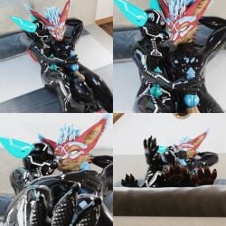 3d_(artwork) absurd_res animal_genitalia animal_penis anthro armwear bed black_latex blue_body blue_eyes blue_fur blue_penis bodily_fluids body_worship bondage bondage_gear brown_body brown_fur canine_genitalia canine_penis clothed clothing digit_ring digital_media_(artwork) drone dronesuit dronification duo erection feet fur furniture genital_fluids genitals glistening glistening_body gloves hair handjob handwear hi_res isaacjexo jewelry jex latex latex_armwear latex_clothing latex_gloves latex_handwear latex_legwear latex_skinsuit legwear lying lying_on_bed male male/male multicolored_body multicolored_fur muscular muscular_male on_bed penile penis red_body red_fur reflection rexouium ring rubber_clothing sex sheath skinsuit tight_clothing toe_ring toes vulpeware vulpeware_(character)