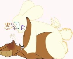 absurd_res anal anal_sex anthro anthro_on_anthro anthro_penetrated anthro_penetrating ass ball_slap balls balls_deep bat big_balls big_butt big_penis blush blush_lines bouncing_balls canid canine canis chikn_nuggit chikn_nuggit_(chikn_nuggit) chikn_nuggit_(true_form) clothing deity demigod digital_media_(artwork) domestic_dog dominant duo eyewear from_front_position fucked_silly fur genitals glasses hand_holding hi_res holding_down huge_balls huge_cock looking_pleasured lying male male/male male_penetrated male_penetrating male_penetrating_male mammal multi_eye necktie nude on_bottom on_top onyn_ring_(chikn_nuggit) open_mouth orange_body penetration penile penile_penetration penis sex sharp_teeth simple_background slap soul tail tail_motion tailwag teeth tongue woopyy yellow_body