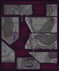 anthro biped bodily_fluids comic dominant dominant_male duo ear_piercing english_text erection filipino_text fish genitals glans headpat hi_res humanoid_genitalia humanoid_penis licking male male/male marine muscular muscular_anthro muscular_male penis piercing rioxvii shark submissive submissive_anthro submissive_male sweat sweatdrop text tongue womb_tattoo