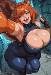 1futa ai_generated armpits boosty boosty_username bulge cleavage dickgirl freckles futanari futornyx ginger green_eyes huge_balls huge_breasts intersex kemonomimi large_breasts large_testicles laughing marvel marvel_rivals open_mouth plump redhair solo squirrel_ears squirrel_girl_(marvel) squirrel_girl_(marvel_rivals) squirrel_tail thick_thighs twitter_username wide_hips