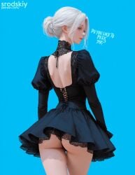 1girls ai_generated ass female hentai lace_panties maid maid_uniform mature_female original_character panties_under_skirt srodskiy tagme vulgar
