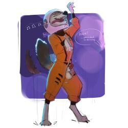 1:1 2025 4_fingers anthro armor astro_wolf_(zootopia) balls biped canid canine claws closed_eyes clothed clothed_anthro clothed_male clothing digital_media_(artwork) disney feet finger_claws fingers fur genitals grey_body grey_fur grey_tail headgear helmet hi_res male male_only mammal open_mouth oxfort2199 penis simple_background solo spacesuit standing tail teeth toe_claws toes tongue zootopia