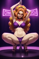 1girls adagio_dazzle ai_generated armpits bra breasts equestria_girls female female_only friendship_is_magic hasbro high_heels looking_at_viewer my_little_pony nai_diffusion neon neon_lights novelai panties platform_footwear platform_heels pole_dancer pole_dancing purple_bra purple_panties seductive seductive_look seductive_smile siren_gem smile solo solo_female spread_legs squatting stable_diffusion stage strip_club stripper stripper_pole thighs