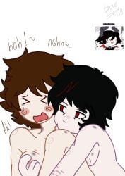 ;-; black_hair blood blood_drip blood_in_mouth blood_on_body breasts ibispaintx lesbian_sex self_harm_fetish self_harm_scars sex silly vampire vampire_girl yuri