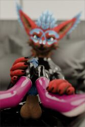 animal_genitalia animal_penis anthro armwear balls black_latex blue_body blue_eyes blue_fur blue_penis brown_body brown_fur brown_sheath canine_genitalia canine_penis clothed clothing domestic_cat drone dronesuit duo erection feet felid feline felis first_person_view foot_fetish foot_focus foot_play footjob fur genitals glistening glistening_body hair hi_res isaacjexo jex latex latex_armwear latex_clothing latex_legwear latex_skinsuit legwear male male/male mammal multicolored_body multicolored_fur multicolored_hair muscular muscular_male pawpads paws penile penis red_body red_fur reflection rexouium rubber_clothing sex sheath skinsuit tight_clothing toes xenethek xenethek_(character)
