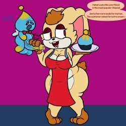 1:1 absurd_res aged_up apron apron_only bodily_fluids breasts chao_(sonic) cheese_the_chao chibitay clothing cream_the_rabbit cupcake dark_eyelids dripping drooling female floppy_ears food genital_fluids handjob hi_res lagomorph leporid lop_ears male male/female mammal penile penis precum precum_drip rabbit saliva sega sex size_difference sonic_(series) sonic_the_hedgehog_(series) wide_hips