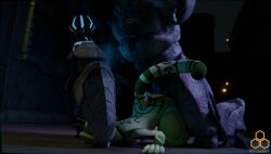 absurd_res alien alley anal anal_sex antennae_(anatomy) anthro biped duo felid feline forced fur futanari genitals greebo_(tetrabyte) green_body green_fur gynomorph helldivers hi_res illuminate_(helldivers) intersex intersex/male male male_penetrating mammal mayu_(azuki) nude penetration penis pinned pinned_to_ground rape sex size_difference tail triata vrchat weapon