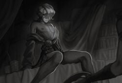 2boys artist_name:linnon black_and_white gay jhin league_of_legends lukai_hwei male male_only riot_games tagme_(artist) twink yaoi