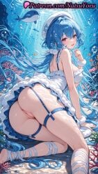 1girls 2025 ai_generated air_bubble anus ass bangs bao_(vtuber) bare_shoulders blue_hair blush breasts bubble cleft_of_venus clownfish coral dress female fish frilled_dress hat hi_res highres large_breasts long_hair looking_at_viewer looking_back natsuyoru no_panties open_mouth oshiri patreon pussy red_eyes sleeveless_dress smile solo tagme thigh_strap thighs tropical_fish uncensored underwater vagina very_long_hair virtual_youtuber voluptuous voluptuous_female vtuber vtuberfanart white_dress white_headwear wrist_scrunchie