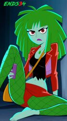 2025 ai_generated angry bag danny_phantom ends34 female female_only green_hair kitty_(danny_phantom) makeup medium_breasts prostitution red_eyes red_panties stockings