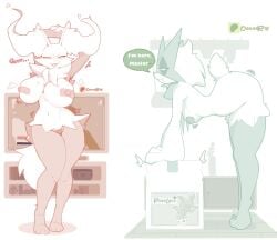 1danielscott anthro big_breasts big_thighs big_titties cat_ears cat_tail catgirl covered_nipples curvaceous curvaceous_female curvaceous_figure curvy curvy_figure curvy_hips delphox female female_focus female_only fox_ears fox_girl fox_tail furry furry_female furry_only game_freak lfurry looking_at_viewer meowscarada monochrome nintendo pokemon pokemon_(species) thigh_highs