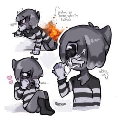 black_body black_hair blot blot_(dandy's_world) cum cum_in_mouth dandy's_world heart hearts_around_head ink mime mime_makeup nsfw toon white_gloves