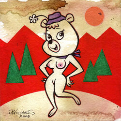 2008 anthro bear big_head breasts female female_only floral_rugg hanna-barbera nipples solo tagme the_hillbilly_bears toony