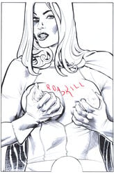 1girls catthouse_studios dc dc_comics female female_only kara_zor-l karen_starr monochrome power_girl roadkill_(catthouse_studios) solo tagme