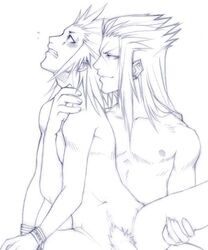 2boys axel_(kingdom_hearts) disney gay kingdom_hearts male male_only monochrome saix square_enix tagme yaoi