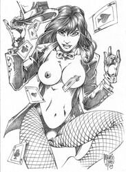 1boy black_and_white dc female marcio_abreu monochrome solo straight_hair tagme tailcoat zatanna