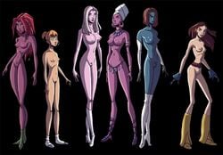 blink_(x-men) blonde_hair blue_eyes blue_skin brown_hair clarice_ferguson dark-skinned_female dark_skin emma_frost harem kitty_pryde light_skin long_hair marvel marvel_comics mystique nipples nude nude_filter orange_hair ororo_munroe pussy raven_darkholme red_hair shadowcat shoulder_length_hair storm_(x-men) straight_hair tilde_soames white_eyes white_queen wolverine_and_the_x-men x-men yellow_eyes yellow_sclera