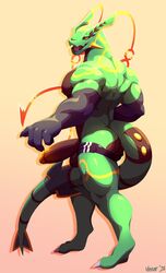 1boy 2020 2020s anthro anthrofied erection genitals hi_res humanoid_genitalia humanoid_penis legendary_pokemon male male_only mega_evolution mega_rayquaza nintendo penis pokemon pokemon_(species) rayquaza simple_background solo standing video_games voviat