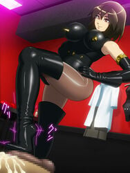 1girls 2d black_boots bootjob boots dominatrix enkaboots femdom footjob makota_(enkaboots) malesub minako_(enkaboots) shoejob thigh_boots thighhigh_boots