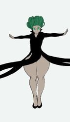 1girls 2020 black_dress curvy curvy_female dress female_only green_eyebrows green_hair light-skinned_female looking_at_viewer lyn_nyl narrow_shoulders one-punch_man solo solo_female solo_focus tatsumaki thick_thighs thin_arms thin_waist wide_hips