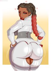 1girls 2d alternate_ass_size apex_legends ass big_ass bisexual braid braided_hair braided_twintails dark-skinned_female dark_skin female huge_ass jiggling jinu loba_(apex_legends) looking_at_viewer looking_back naughty_face respawn_entertainment sci-fi science_fiction scifi seductive seductive_smile sideboob smile solo solo_female thick_thighs tight_clothing wide_hips