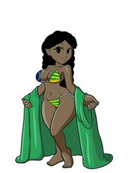 1girls :) bikini black_hair brazilian_flag breasts brown_skin curly_hair dark-skinned_female dark_skin edit edited female female_only flag_bikini latina showing_off smile solo swimwear tan tan_skin tansau third-party_edit underwear wide_hips