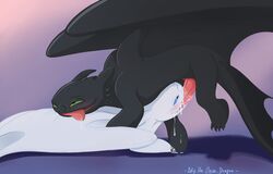 aky animal_genitalia animal_penis black_body blowjob blush bodily_fluids bodily_fluids_in_mouth bodily_fluids_pool cum cum_in_mouth cum_inside dragon dreamworks drool_string drooling_cum drooling_on_partner duo fellatio female female_on_bottom feral forked_tongue fury_(httyd) genital_fluids genital_slit genitals half-closed_eyes hi_res how_to_train_your_dragon licking light_fury male male_on_top narrowed_eyes night_fury nubless on_bottom on_top oral penile penis penis_lick precum pupils reptile scalie sex simple_background slit slit_pupils smile straight sucking tapering_penis tongue tongue_out tongue_out_blowjob toothless western_dragon white_body