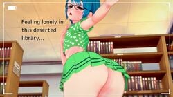 3d caption collar comic emotioncreator femboy gideonlover glasses green_eyes huge_ass huge_butt illusion_soft presenting_hindquarters seductive seductive_look tattoo