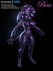 <3_eyes 3:4 android anthro bose_(character) felid female heart hi_res lion machine mammal nude pantherine robot rubber solo text url voxell_voxell