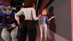 3d 3d_(artwork) 3girls aged_up ass belt ben_10 big_ass big_butt brown_hair cartoon_network cheesy_sfm clothed crossover dc dc_comics demon demon_girl disney female female_only forehead_jewel green_eyes grey_skin gwen_tennyson helen_parr human mature_female milf orange_hair outerwear pixar purple_eyes purple_hair rachel_roth raven red_hair short_hair skuddbutt source_filmmaker teen_titans the_incredibles thick_thighs wide_hips yuri