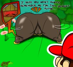 ass ass_shake cameltoe embarrassed huge_ass mario mario_(series) nintendo olivia_(paper_mario) pants paper_mario paper_mario:_the_origami_king pussy supah64th tagme text